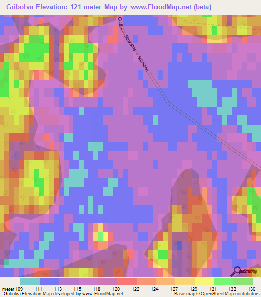 Gribolva,Latvia Elevation Map