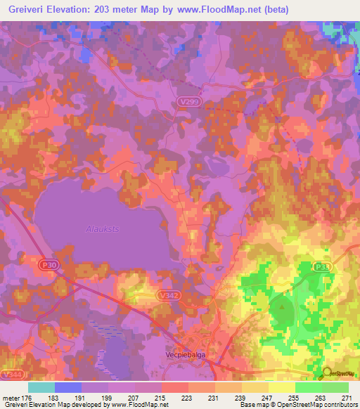 Greiveri,Latvia Elevation Map