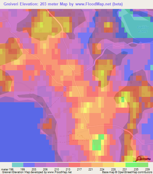 Greiveri,Latvia Elevation Map