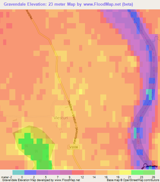 Gravendale,Latvia Elevation Map