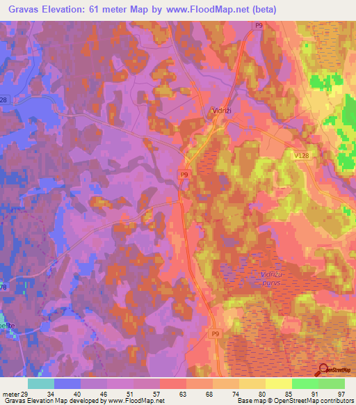 Gravas,Latvia Elevation Map