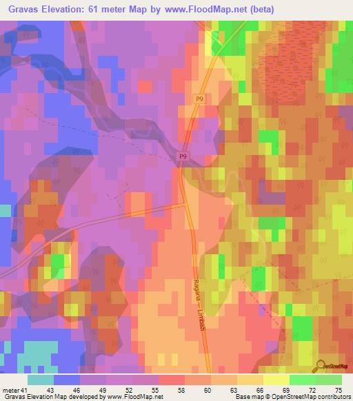 Gravas,Latvia Elevation Map