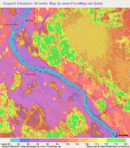 Gospori,Latvia Elevation Map