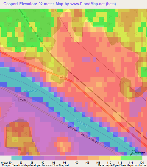 Gospori,Latvia Elevation Map