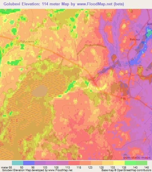 Golubevi,Latvia Elevation Map