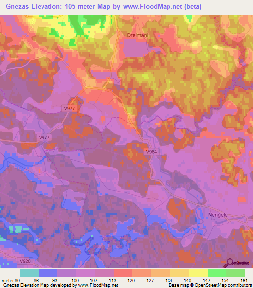 Gnezas,Latvia Elevation Map