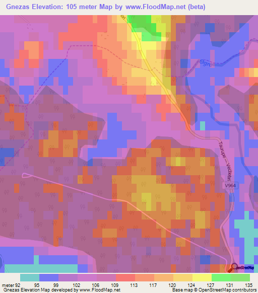 Gnezas,Latvia Elevation Map