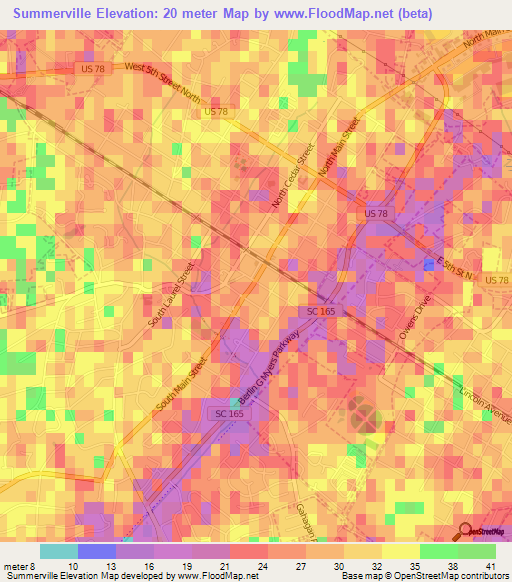 Summerville,US Elevation Map