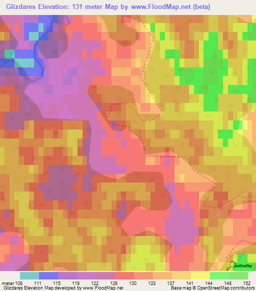 Glizdares,Latvia Elevation Map