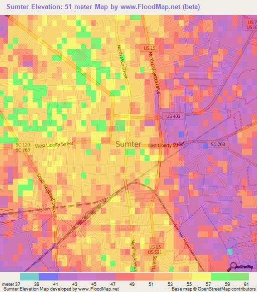 Sumter,US Elevation Map