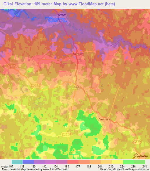 Giksi,Latvia Elevation Map