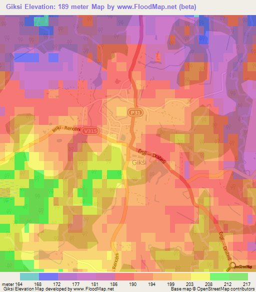 Giksi,Latvia Elevation Map