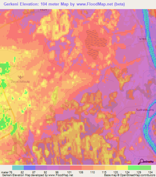 Gerkeni,Latvia Elevation Map