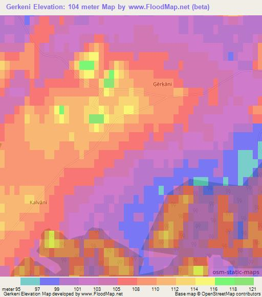 Gerkeni,Latvia Elevation Map