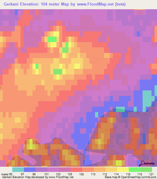 Gerkani,Latvia Elevation Map