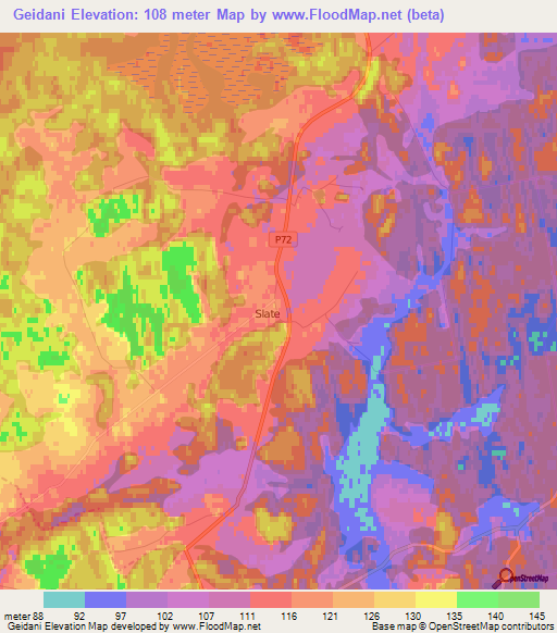 Geidani,Latvia Elevation Map