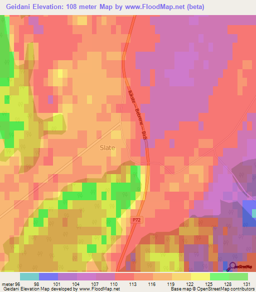 Geidani,Latvia Elevation Map