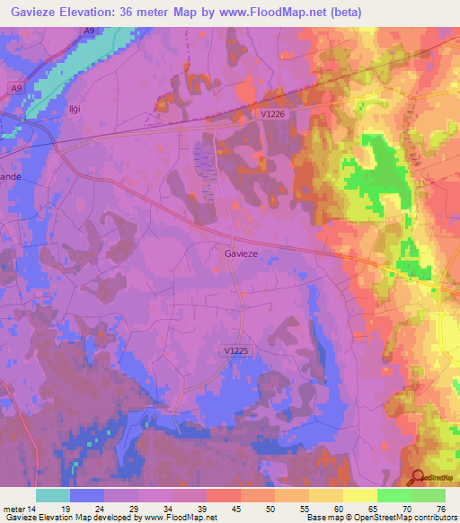 Gavieze,Latvia Elevation Map