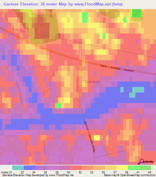 Gavieze,Latvia Elevation Map