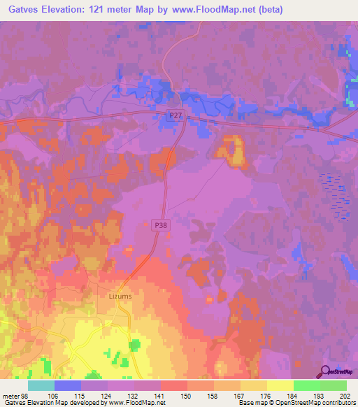 Gatves,Latvia Elevation Map