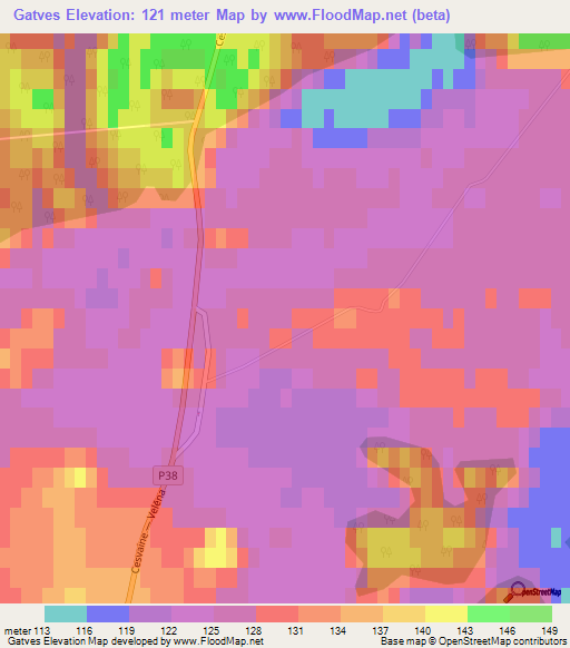 Gatves,Latvia Elevation Map