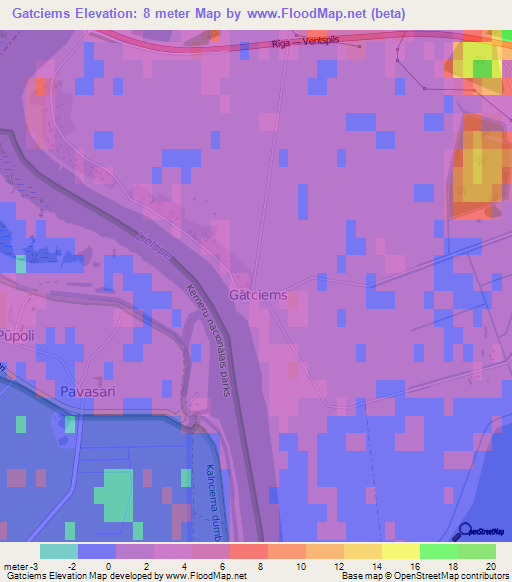 Gatciems,Latvia Elevation Map