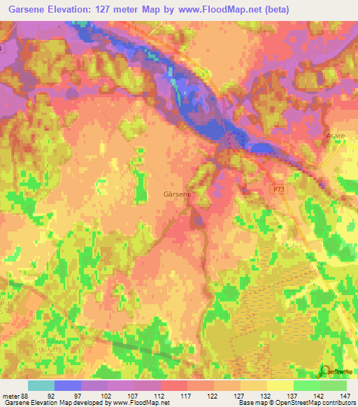 Garsene,Latvia Elevation Map