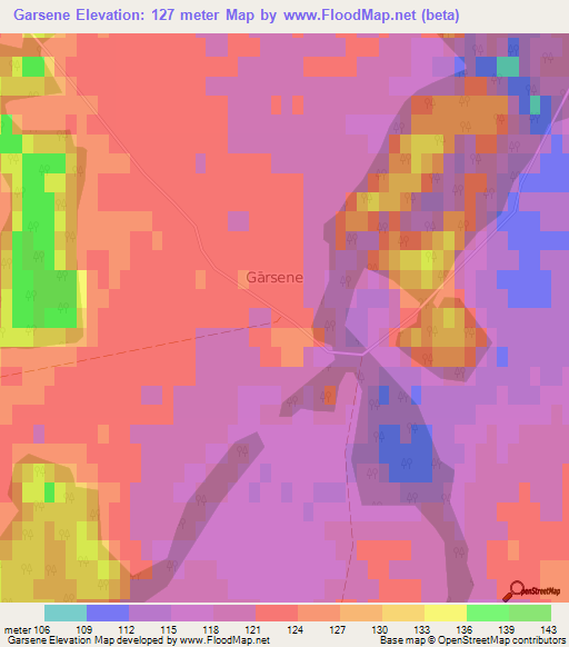 Garsene,Latvia Elevation Map