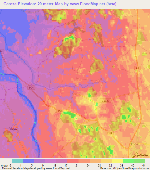 Garoza,Latvia Elevation Map