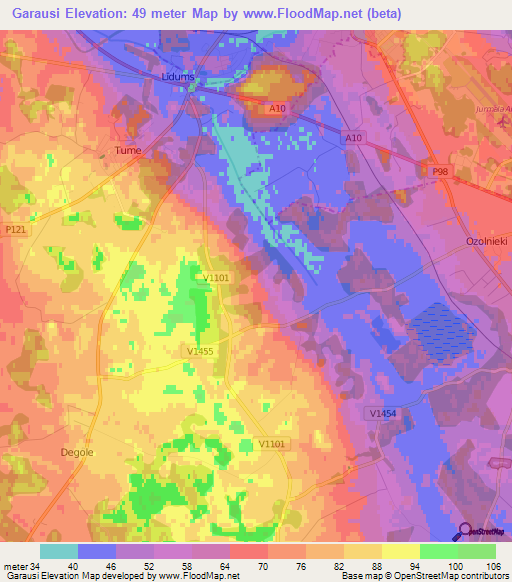 Garausi,Latvia Elevation Map