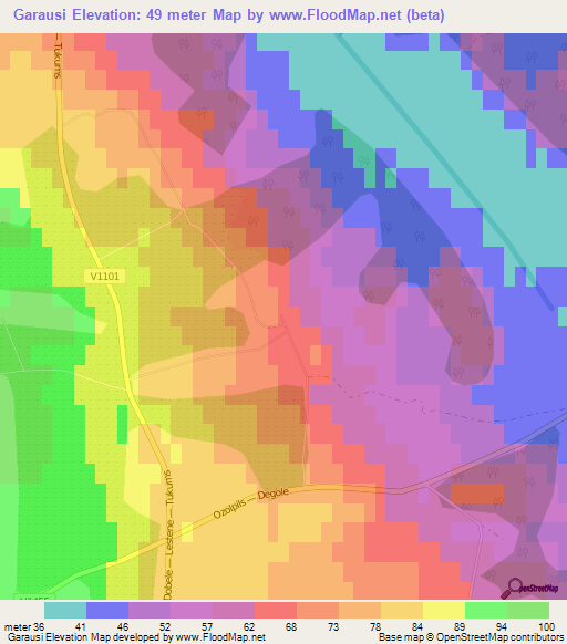 Garausi,Latvia Elevation Map