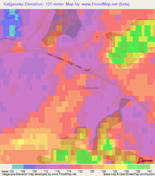 Galgauska,Latvia Elevation Map