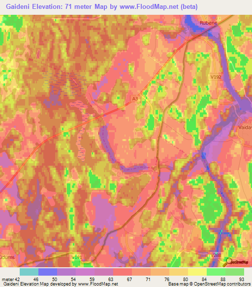 Gaideni,Latvia Elevation Map