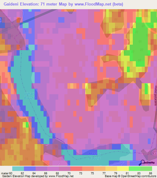 Gaideni,Latvia Elevation Map