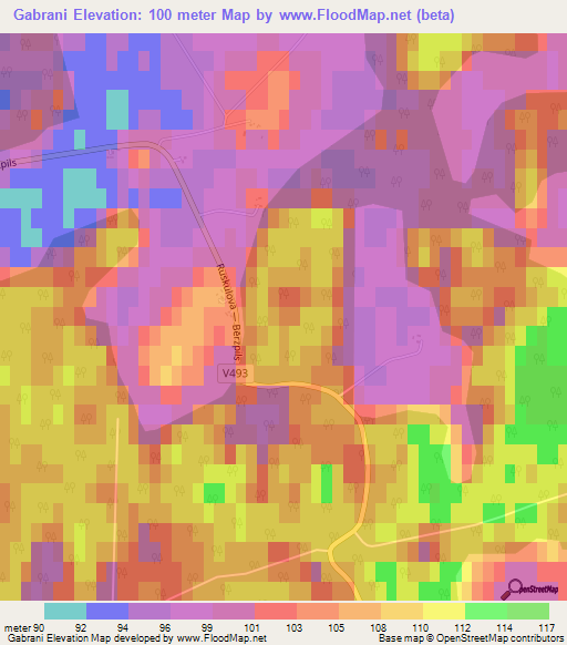 Gabrani,Latvia Elevation Map