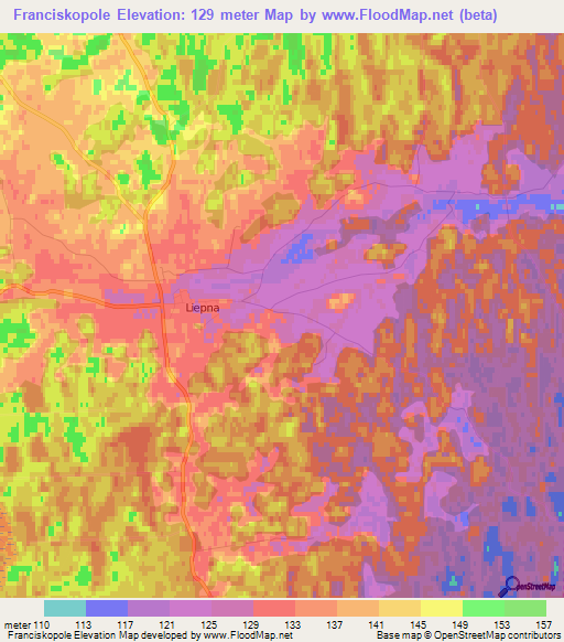 Franciskopole,Latvia Elevation Map