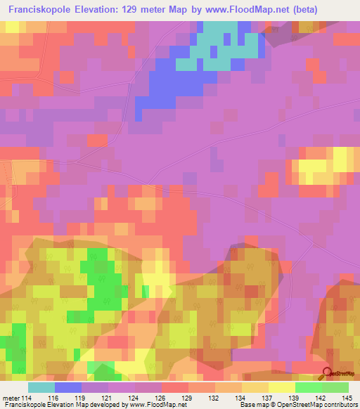 Franciskopole,Latvia Elevation Map