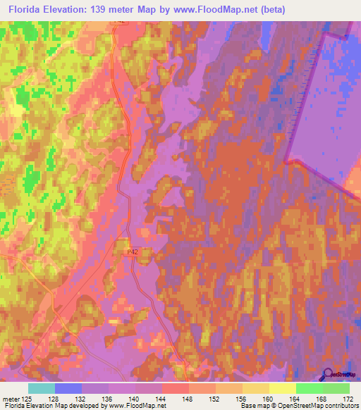 Florida,Latvia Elevation Map