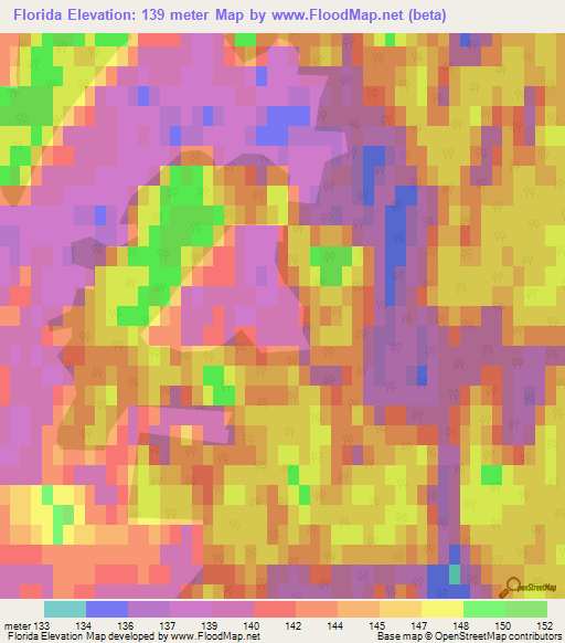 Florida,Latvia Elevation Map