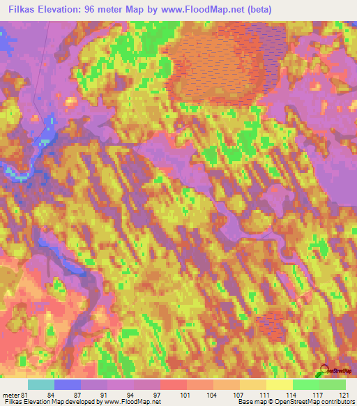 Filkas,Latvia Elevation Map