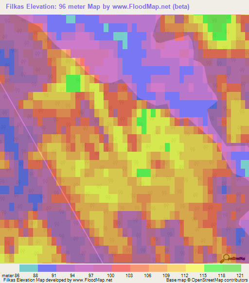 Filkas,Latvia Elevation Map