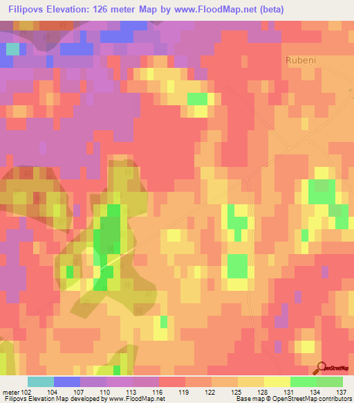 Filipovs,Latvia Elevation Map