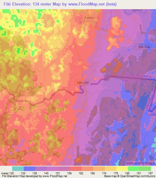 Fiki,Latvia Elevation Map