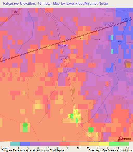 Falcgrave,Latvia Elevation Map