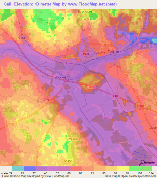 Gaili,Latvia Elevation Map