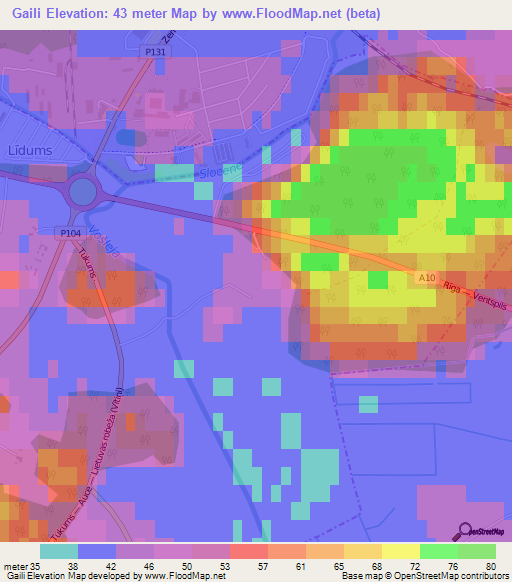 Gaili,Latvia Elevation Map