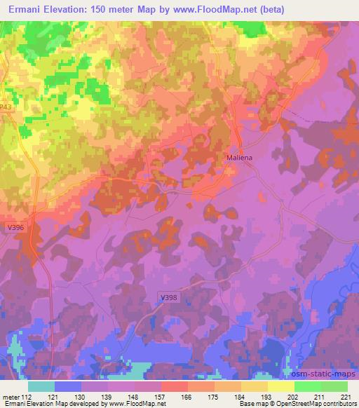 Ermani,Latvia Elevation Map