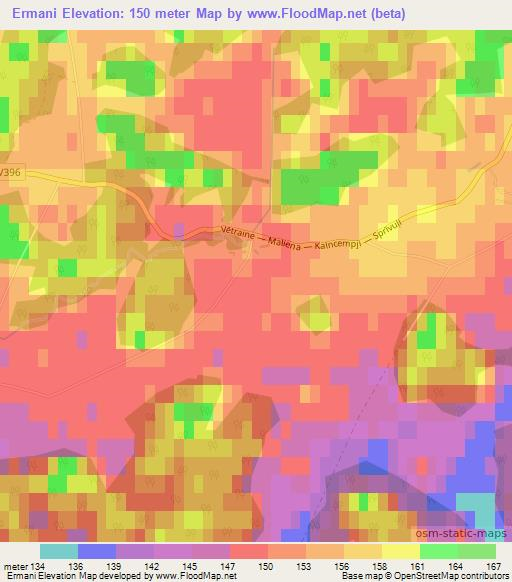 Ermani,Latvia Elevation Map