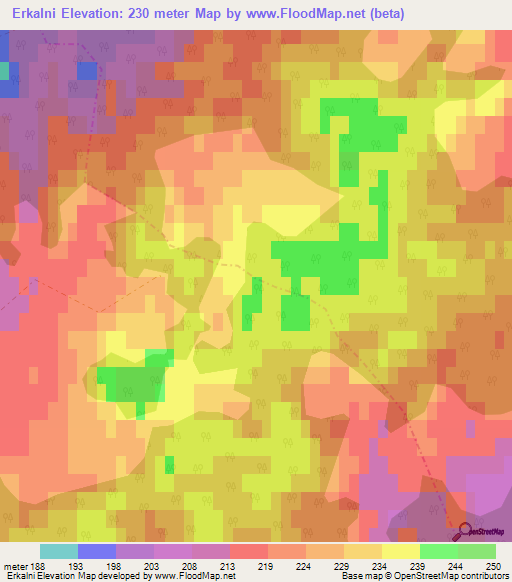 Erkalni,Latvia Elevation Map