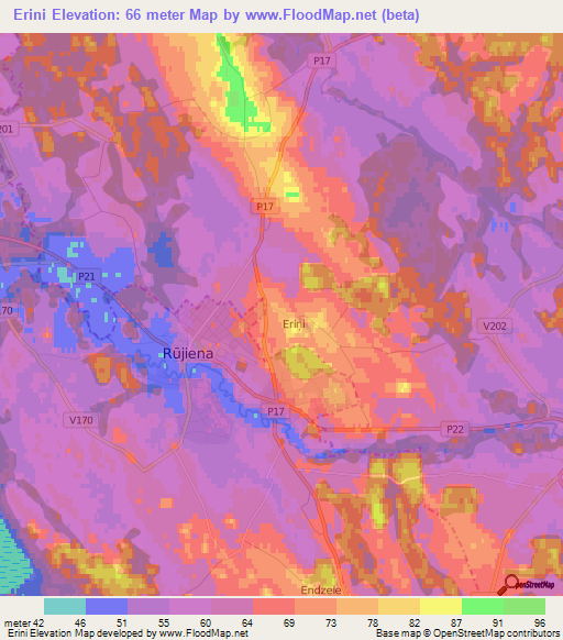 Erini,Latvia Elevation Map